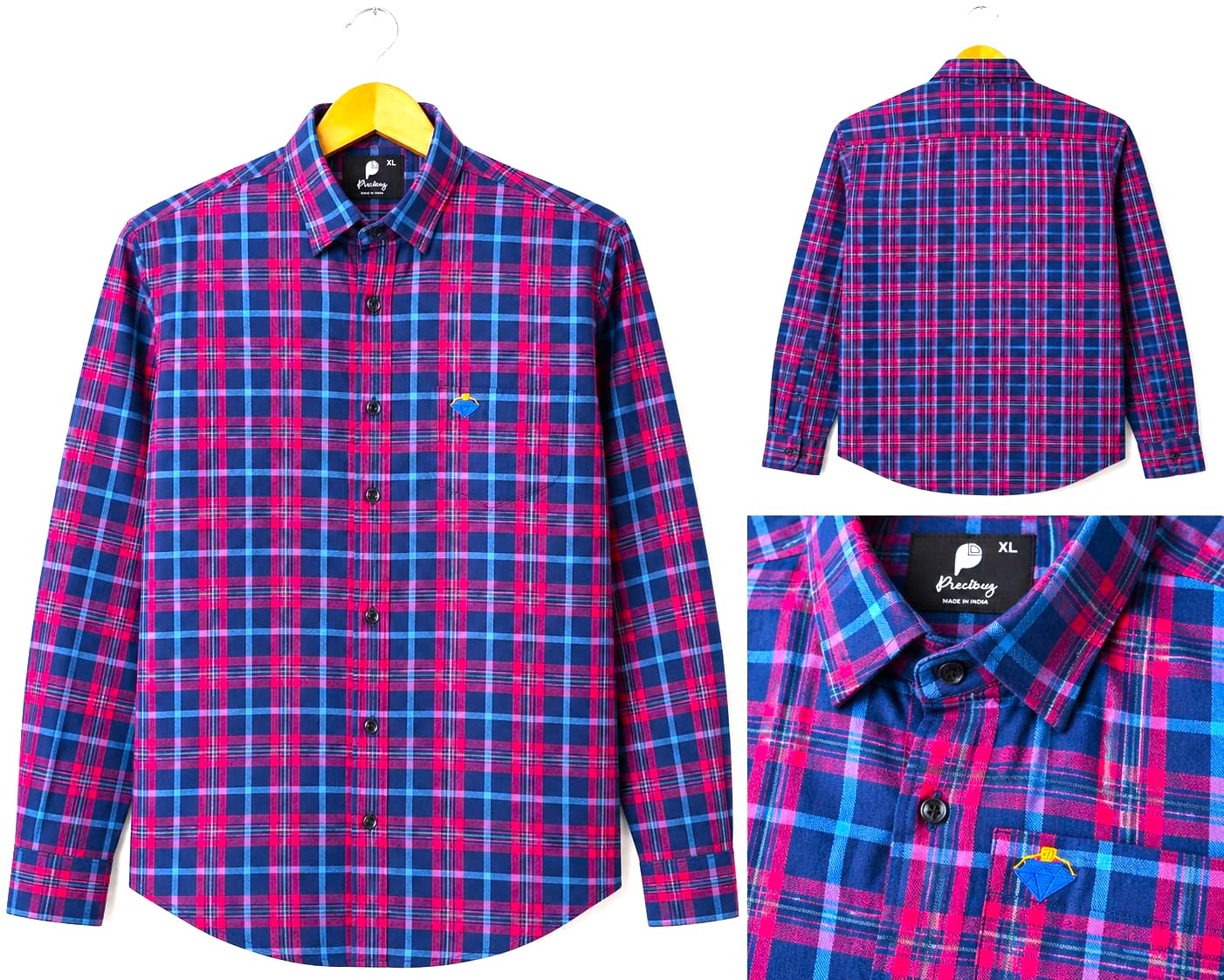 BLUE AND RED CHECKED FULL SLEEVE CASUAL COTTON SHIRT (PGS-103)