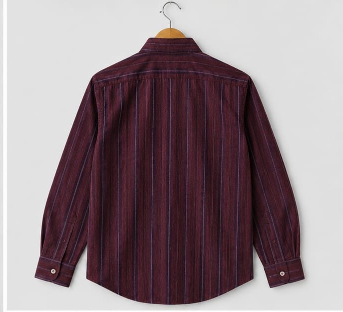 MAROON VERTICAL STRIPE FULL SLEEVE CASUAL COTTON SHIRT (PGS-104)