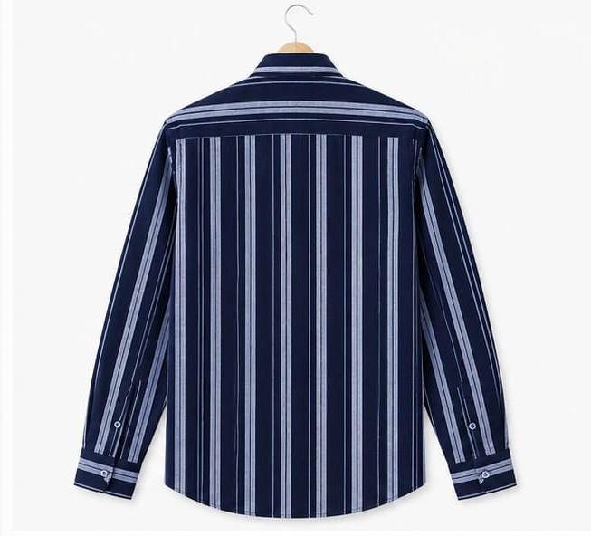 NAVY BLUE VERTICAL STRIPE FULL SLEEVE COTTON SHIRT (PGS-107)
