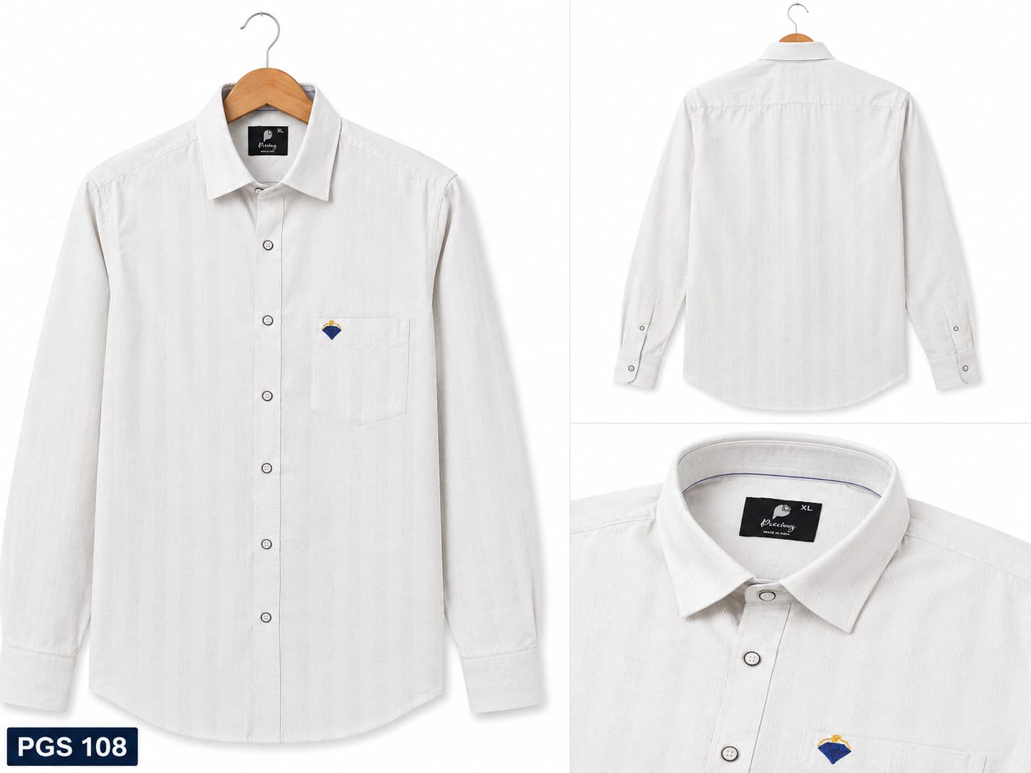 OFF-WHITE SOLID FULL SLEEVE CASUAL COTTON SHIRT (PGS-108)