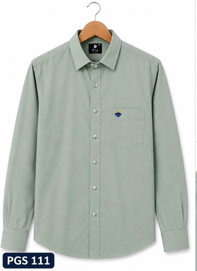 SAGE GREEN SOLID FULL SLEEV COTTON SHIRT (PGS-111)