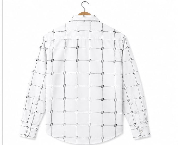 WHITE WINDOW PANE CHECK FULL SLEEVE   COTTON SHIRT (PGS-114)
