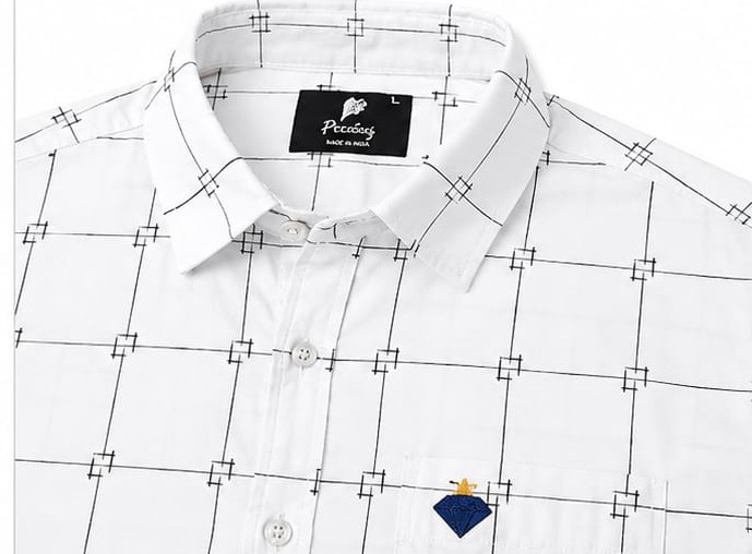 WHITE WINDOW PANE CHECK FULL SLEEVE   COTTON SHIRT (PGS-114)