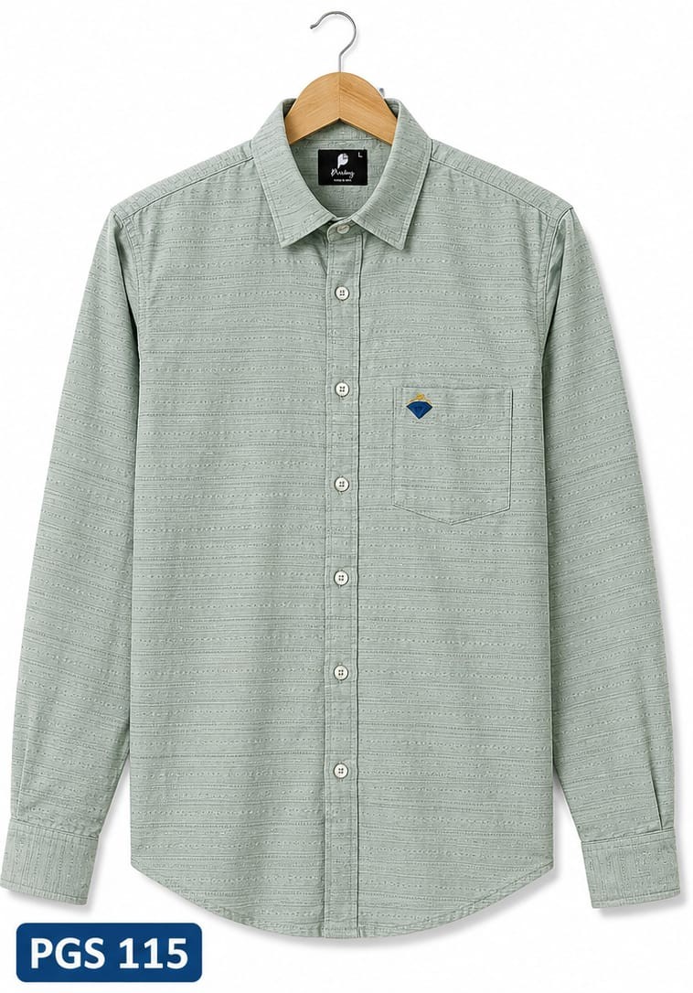 SAGE GREEN TEXTURED FULL SLEEVE BLENDED COTTON SHIRT (PGS-115)