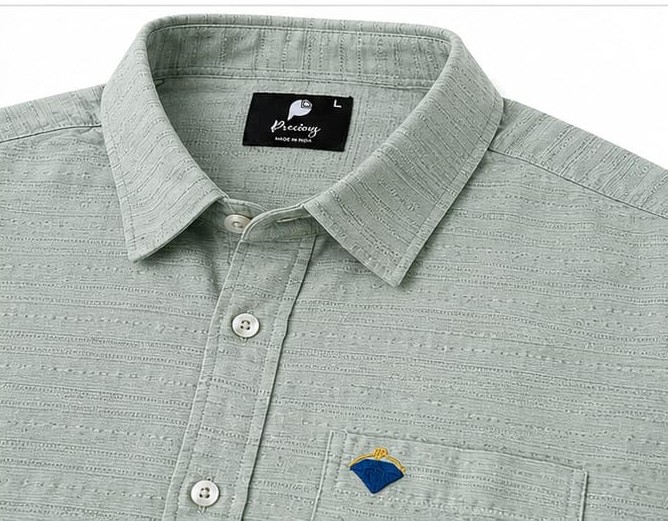 SAGE GREEN TEXTURED FULL SLEEVE BLENDED COTTON SHIRT (PGS-115)