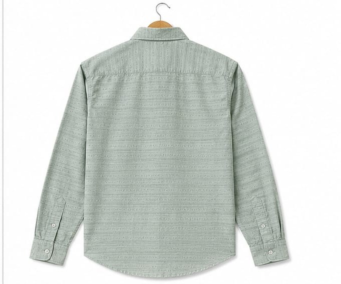 SAGE GREEN TEXTURED FULL SLEEVE BLENDED COTTON SHIRT (PGS-115)