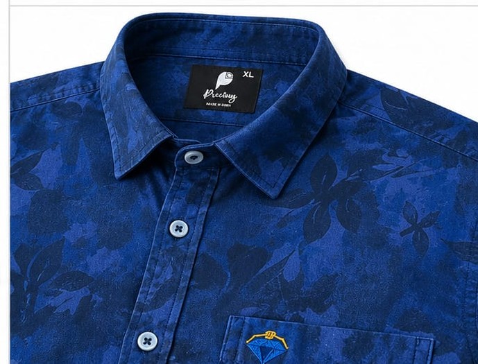 ROYAL BLUE FLORAL PRINT FULL SLEEVE CASUAL COTTON SHIRT (PGS-116)