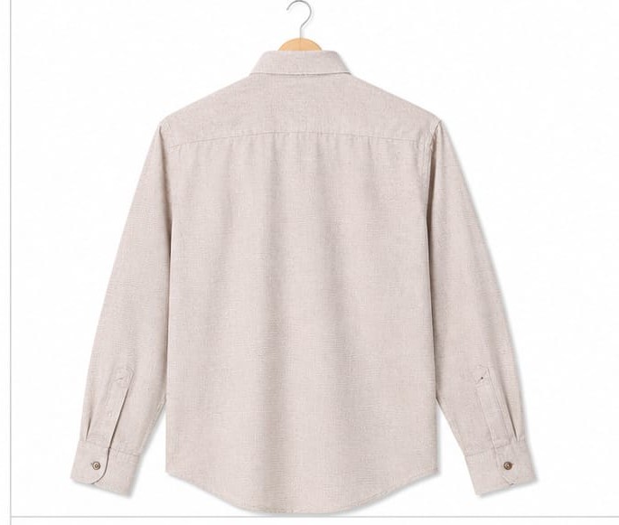 LIGHT BEIGE  TEXTURED FULL SLEEVE COTTON DOBBY CASUAL SHIRT (PGS-117)