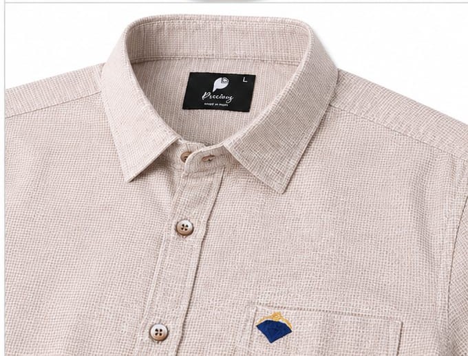 LIGHT BEIGE  TEXTURED FULL SLEEVE COTTON DOBBY CASUAL SHIRT (PGS-117)