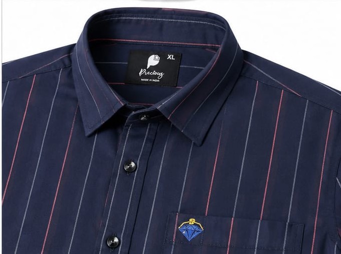 NAVY BLUE WITH FINE VERTICAL STRIPE COTTON LYCRA (PGS-118)