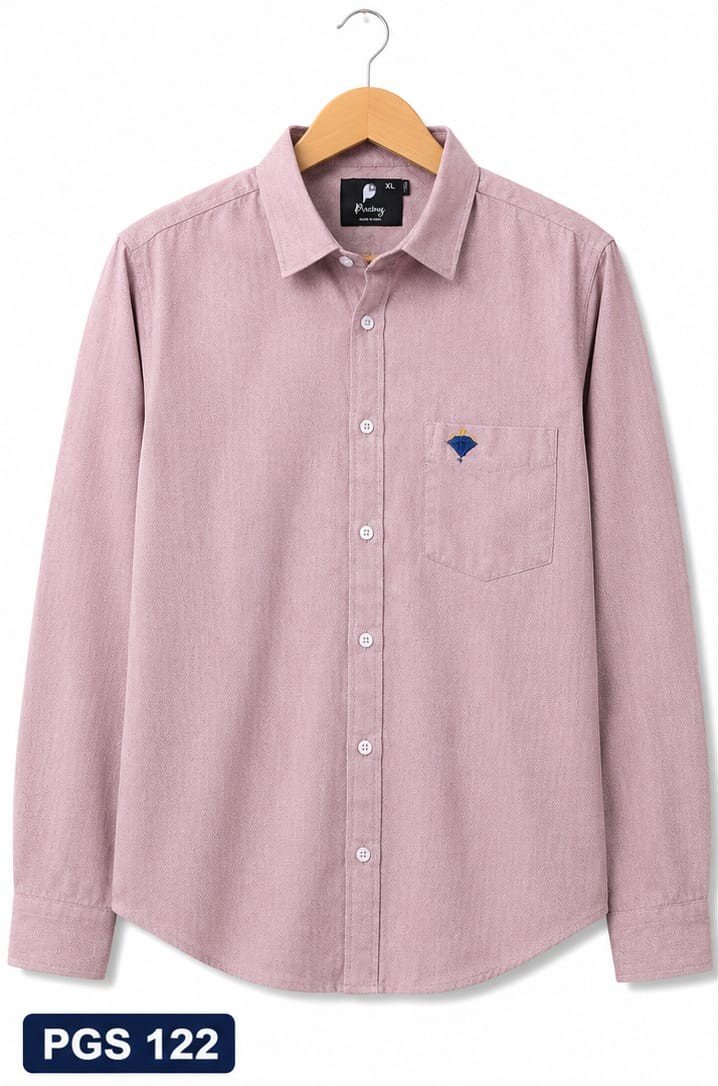 DUSTY PINK PREMIUM MENS PLAIN COTTON DOBBY SHIRT (PGS-122)