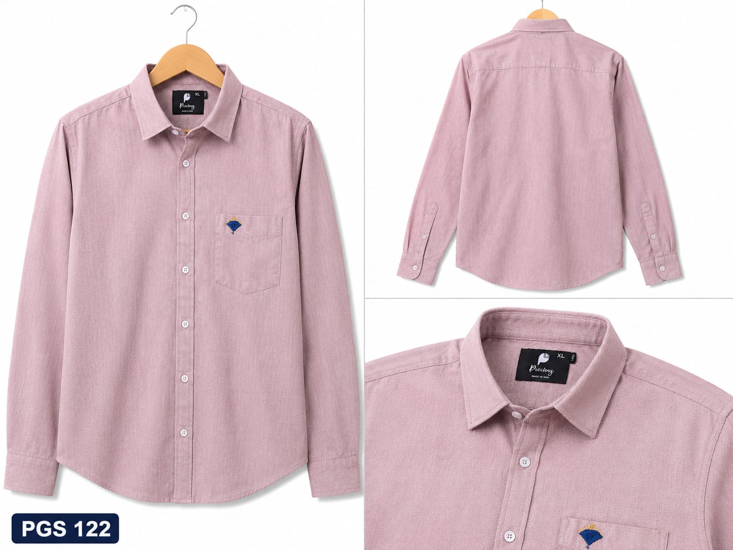 DUSTY PINK PREMIUM MENS PLAIN COTTON DOBBY SHIRT (PGS-122)