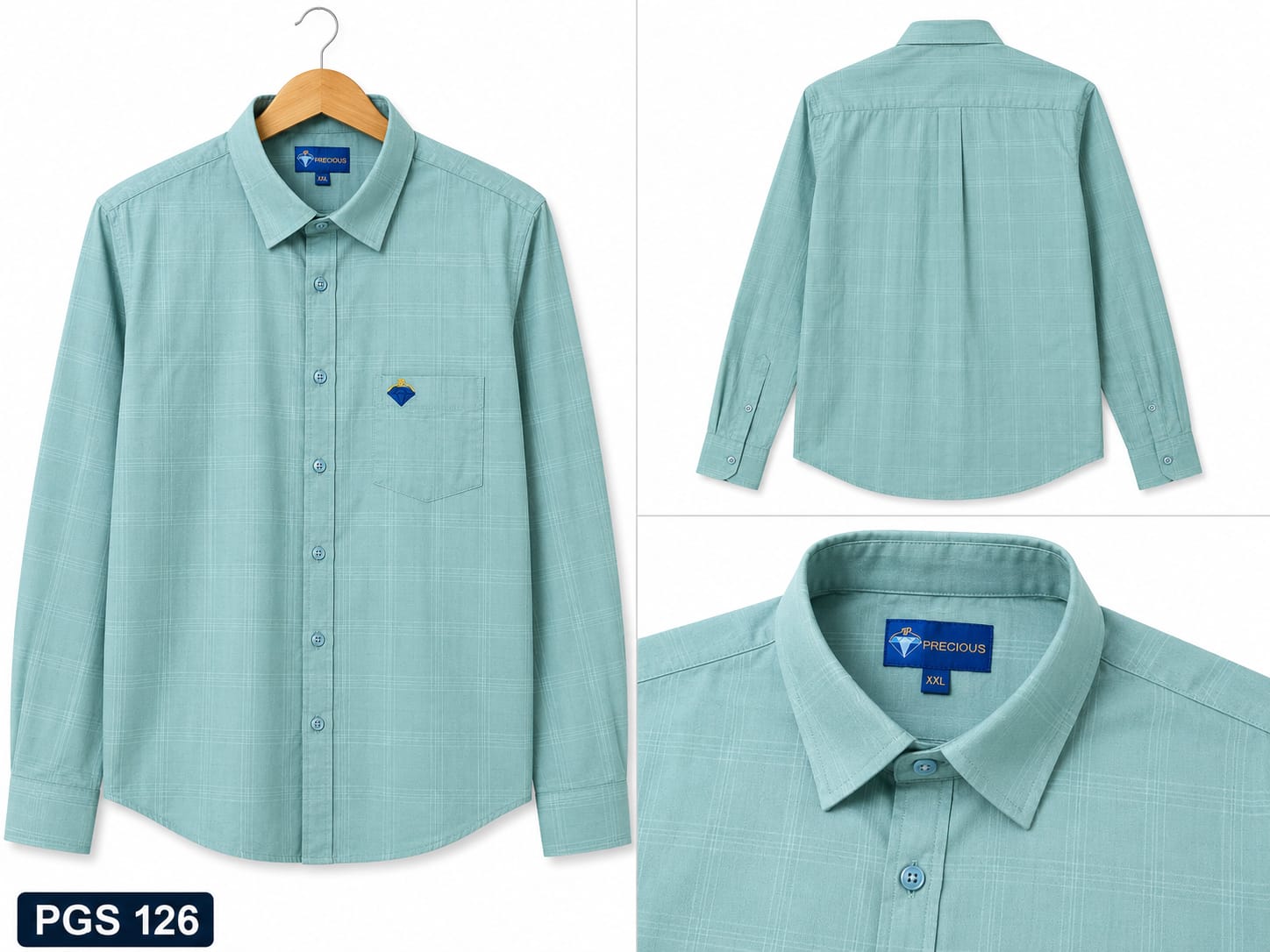 PREMIUM MENS COTTON BLENDED SOLID CHECKS SHIRT (PGS-126)