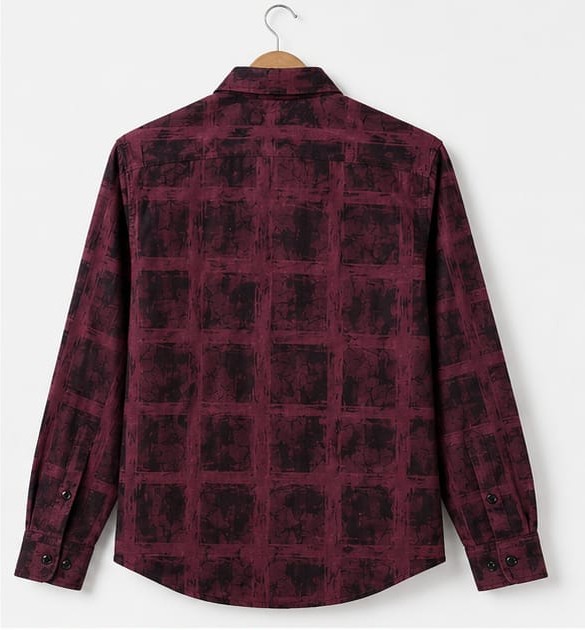 MENS MAROON ABSTRACT COTTON SHIRT (PGS-130)