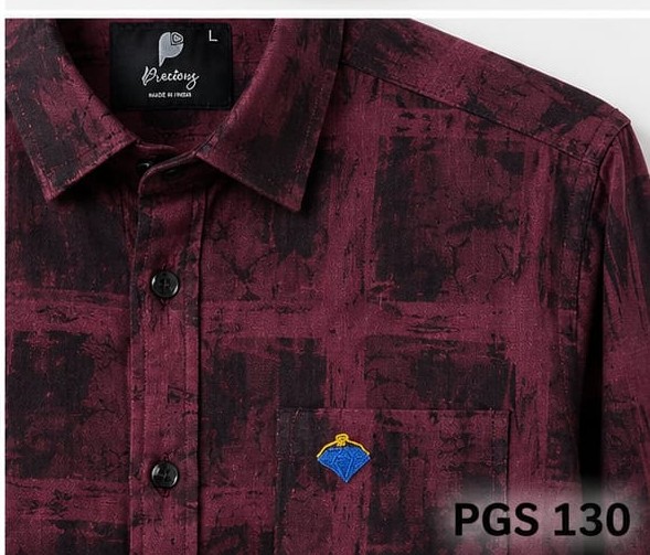 MENS MAROON ABSTRACT COTTON SHIRT (PGS-130)