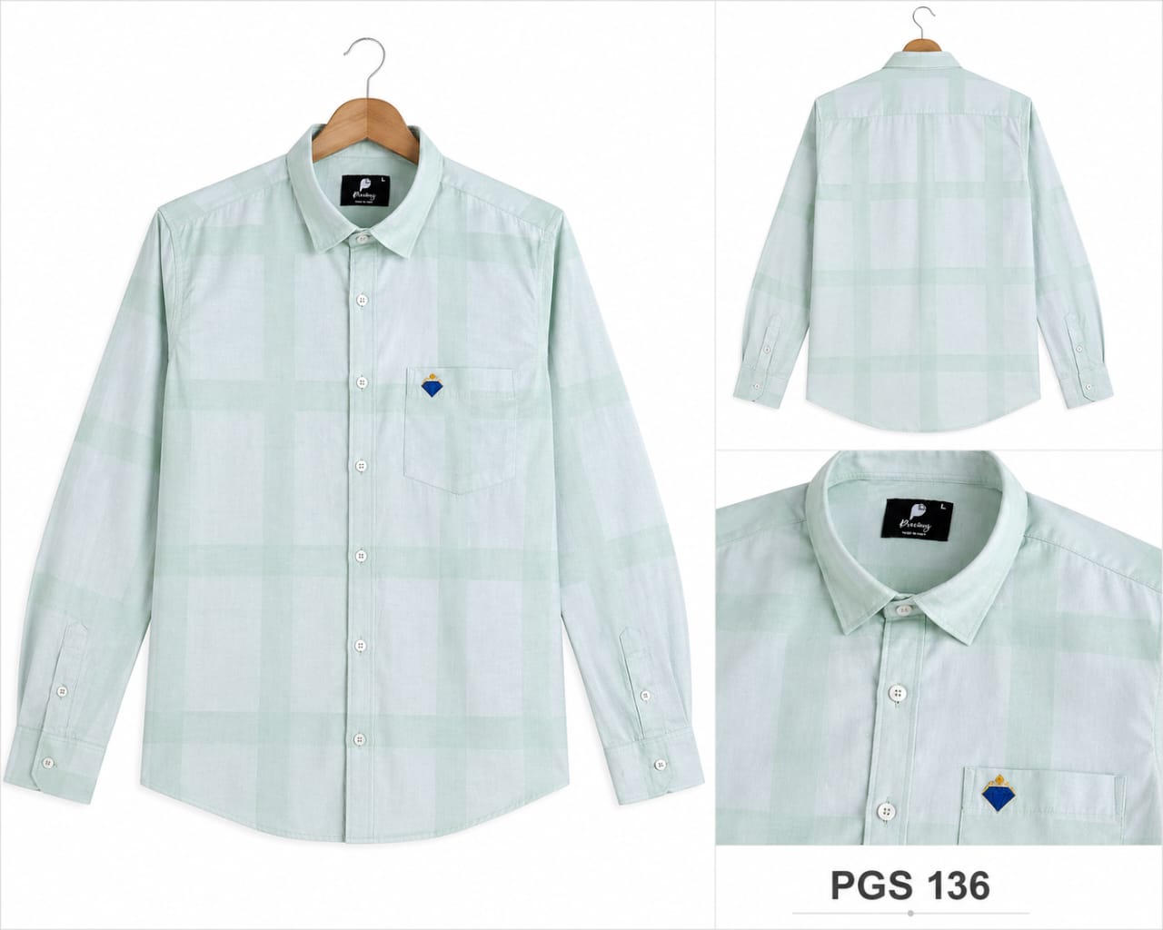 PASTEL MINT GREEN PREMIUM MEN'S COTTON SHIRT (PGS-136)