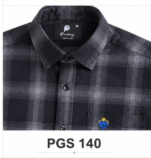 PREMIUM MEN'S CHECKED  CHARCOL GREY & BLACK COTTON  (PGS-140)