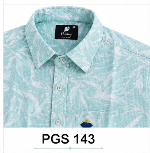 PREMIUM MENS PRINTED COTTON AQUA BLUE AND WHITE (PGS-143)