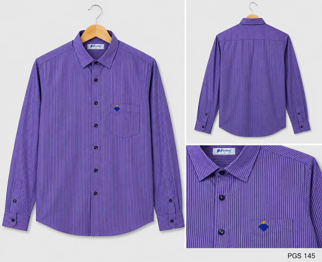 PURPLE PREMIUM MEN'S STRIPED COTTON SHIRT (PGS-145)