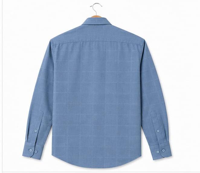 Premium Sky Blue Checked Formal Blended Cotton Shirt (PGS-110)