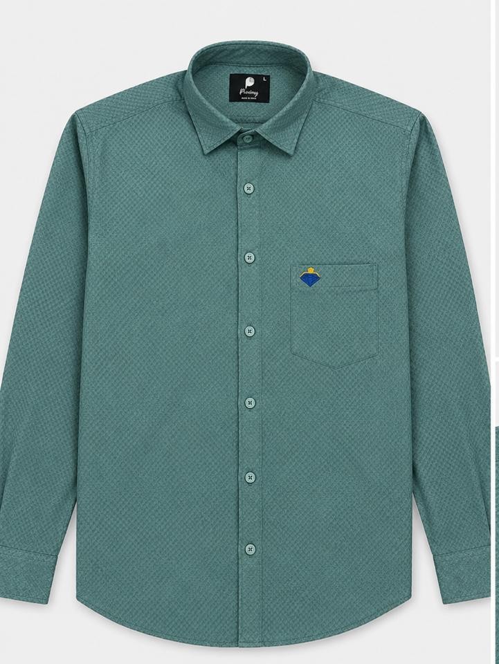 Premium Sage Green Textured Formal Blended Cotton Shirt (PGS-106)