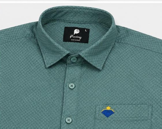Premium Sage Green Textured Formal Blended Cotton Shirt (PGS-106)