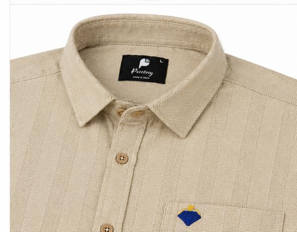Premium Sand Beige Textured Formal Cotton Shirt (PGS-129)