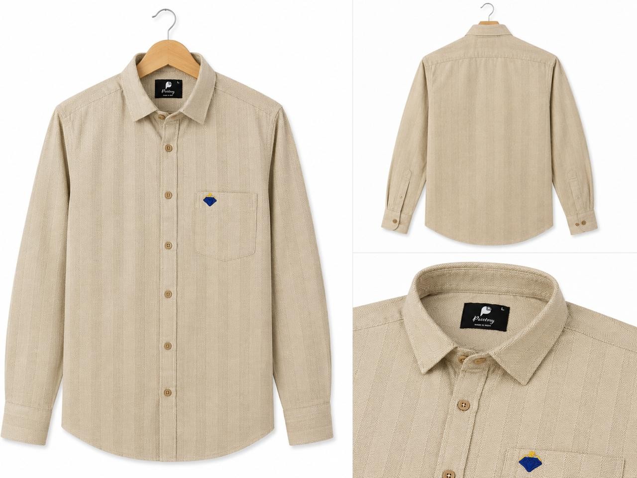 Premium Sand Beige Textured Formal Cotton Shirt (PGS-129)