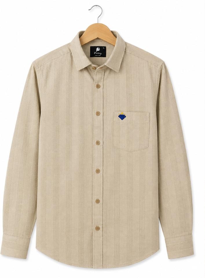 Premium Sand Beige Textured Formal Cotton Shirt (PGS-129)