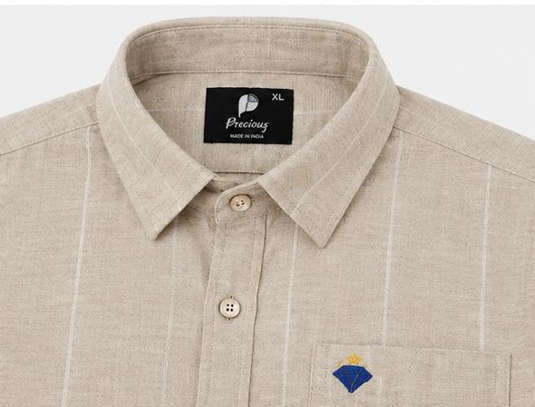 Premium Cream Beige Striped Formal Cotton Shirt – Full Sleeve (PGS-112)