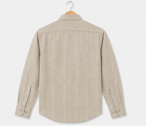 Premium Cream Beige Striped Formal Cotton Shirt – Full Sleeve (PGS-112)